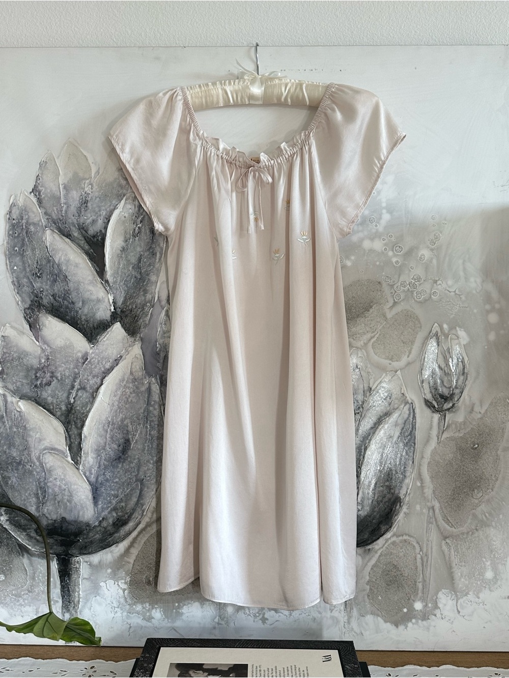 Women's Soft Pale Pink Sleep Nightgown with Cap Sleeves